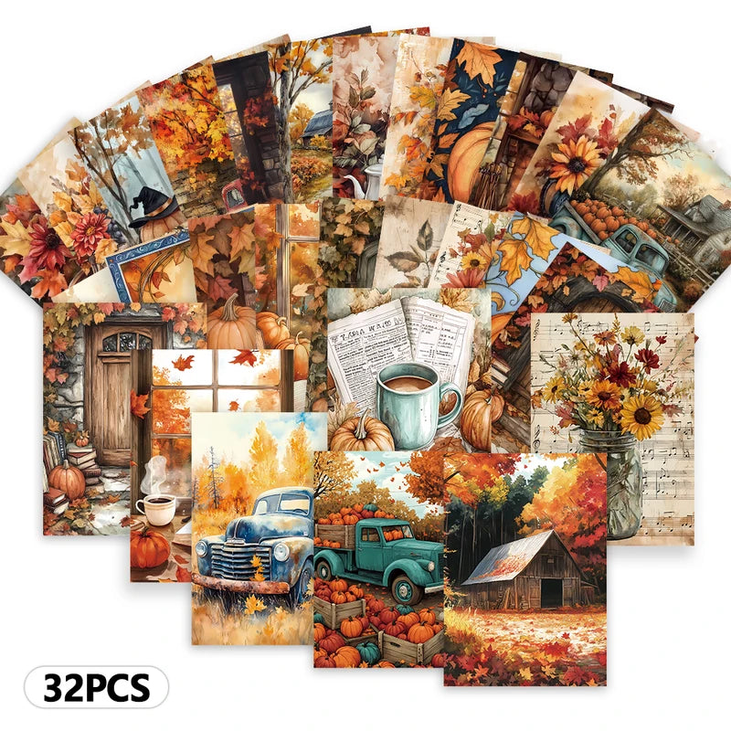 Autumn Fairy Tale Postcards Set of 32 - Harvest Season Greeting & DIY Cards