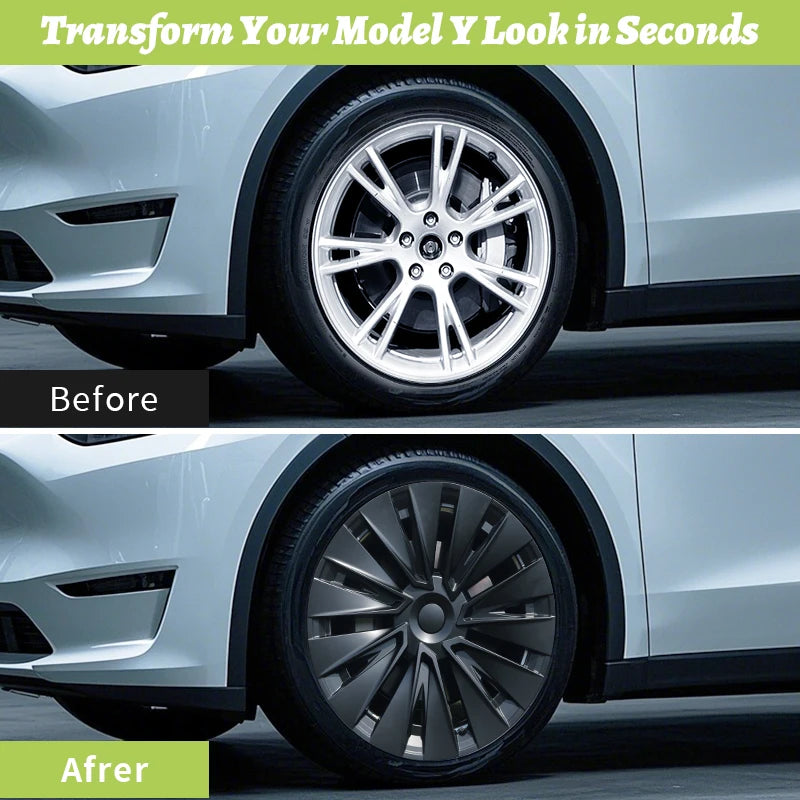 4PCS Tesla Model Y Wheel Cover Hubcaps 19 Inch Turbine Rim Covers Performance Wheels