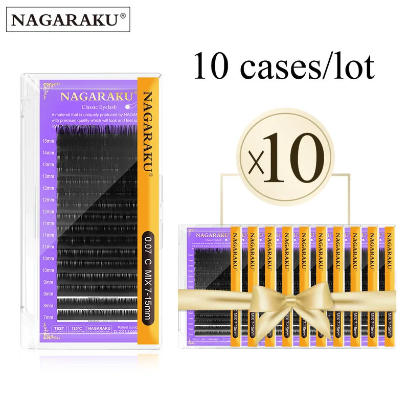 Premium Mink Eyelash Extensions 10 Cases Light Natural False Lashes