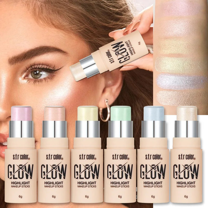 Multicolor Waterproof Long Lasting Face Highlighter Stick for Natural Glow - All Skin Tones