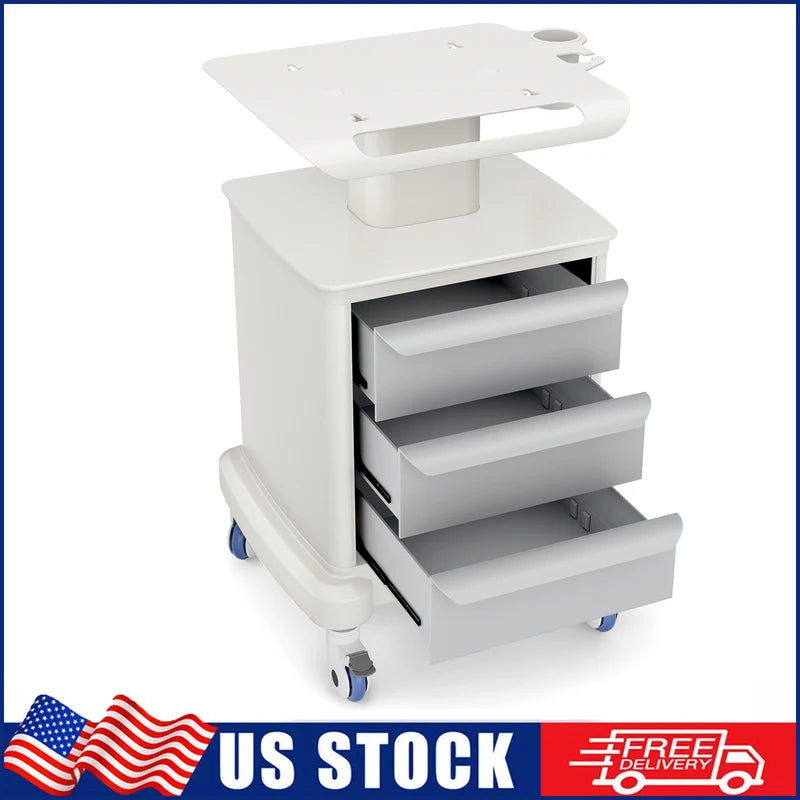 Medical Mobile Ultrasound Trolley Cart with 4 Wheels, 110LBS Capacity, Storage & Organizer