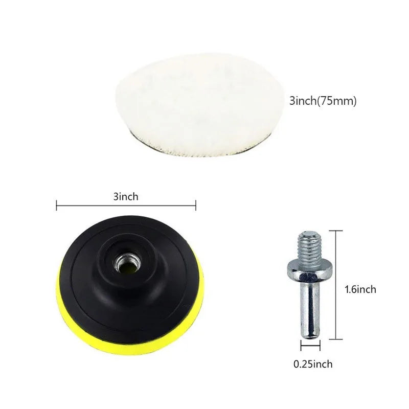 3-Inch Car Polishing Kit Wool Pad Buffing Sponge Disc Auto Paint Care Tools