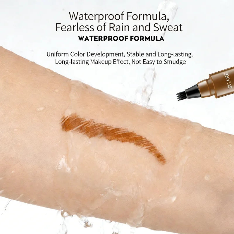 Waterproof Liquid Eyebrow Pencil with Four-Prong Tip - Long-Lasting & Natural Finish