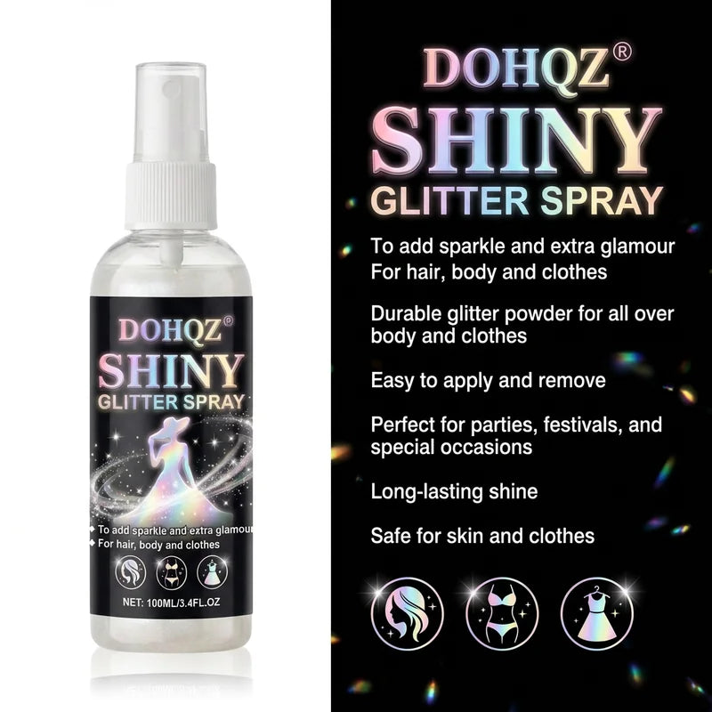 Silver Glitter Body Spray 100ml for Weddings, Festivals & Stage Makeup