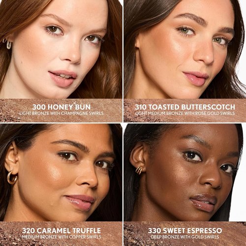 COVERGIRL TruBlend Skin Enhancer Baked Luminous Bronzer, with Hyaluronic Acid & White Rose Extract, Blends Seamlessly - 300 Honey Bun (Light Bronze with Champagne Swirls)