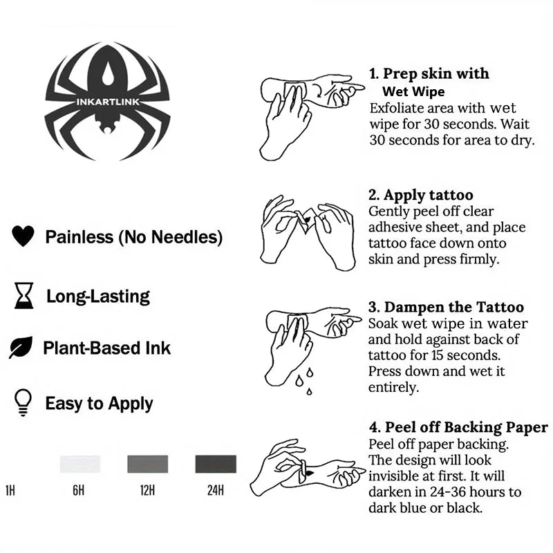 Night Bat Tattoo Patch - Gothic Waterproof Vampire Neck Temporary Tattoo