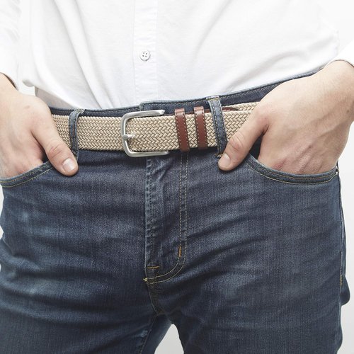 Amazon Essentials Men's Stretch Woven Braid Belt - Comfortable Fit for Jeans