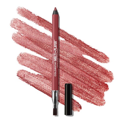 REVLON ColorStay Multiplayer Liquid-Glide Eye Pencil, Multi-Use Eye Makeup With Blending Brush, Blends Then Sets, Creamy Texture, Waterproof, Smudge-proof, Longwearing, 406 Queen of Hearts, 0.03 oz