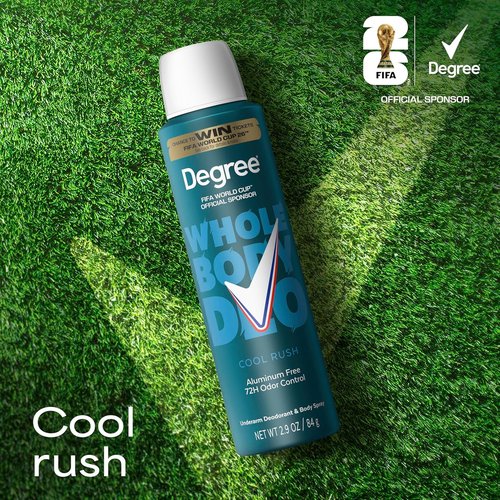 Degree Men Whole Body Deodorant - Cool Rush Scent | Aluminum-Free 72H Odor Protection - 2.9 oz