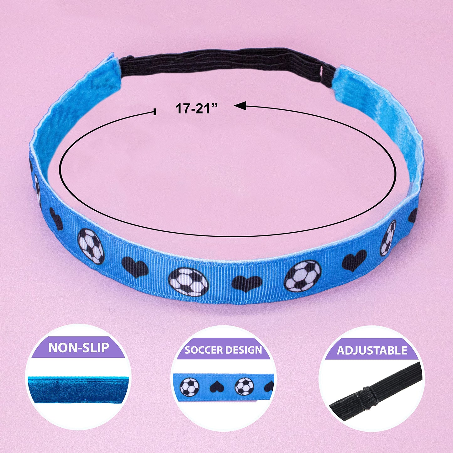 FROG SAC 4 Soccer Headbands for Girls, Adjustable Non Slip Sport Hair Bands Accessories for Kids, Stretch Elastic Athletic Head Band Pack