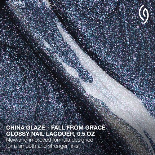 China Glaze Cg Nail Lacquer Fall From Grace – Deep Sapphire Blue Nail Polish, Long-Lasting, Quick Dry, Chip Resistant, Shimmer Glossy Finish for Salon & DIY Manicure, 0.5 Fl Oz