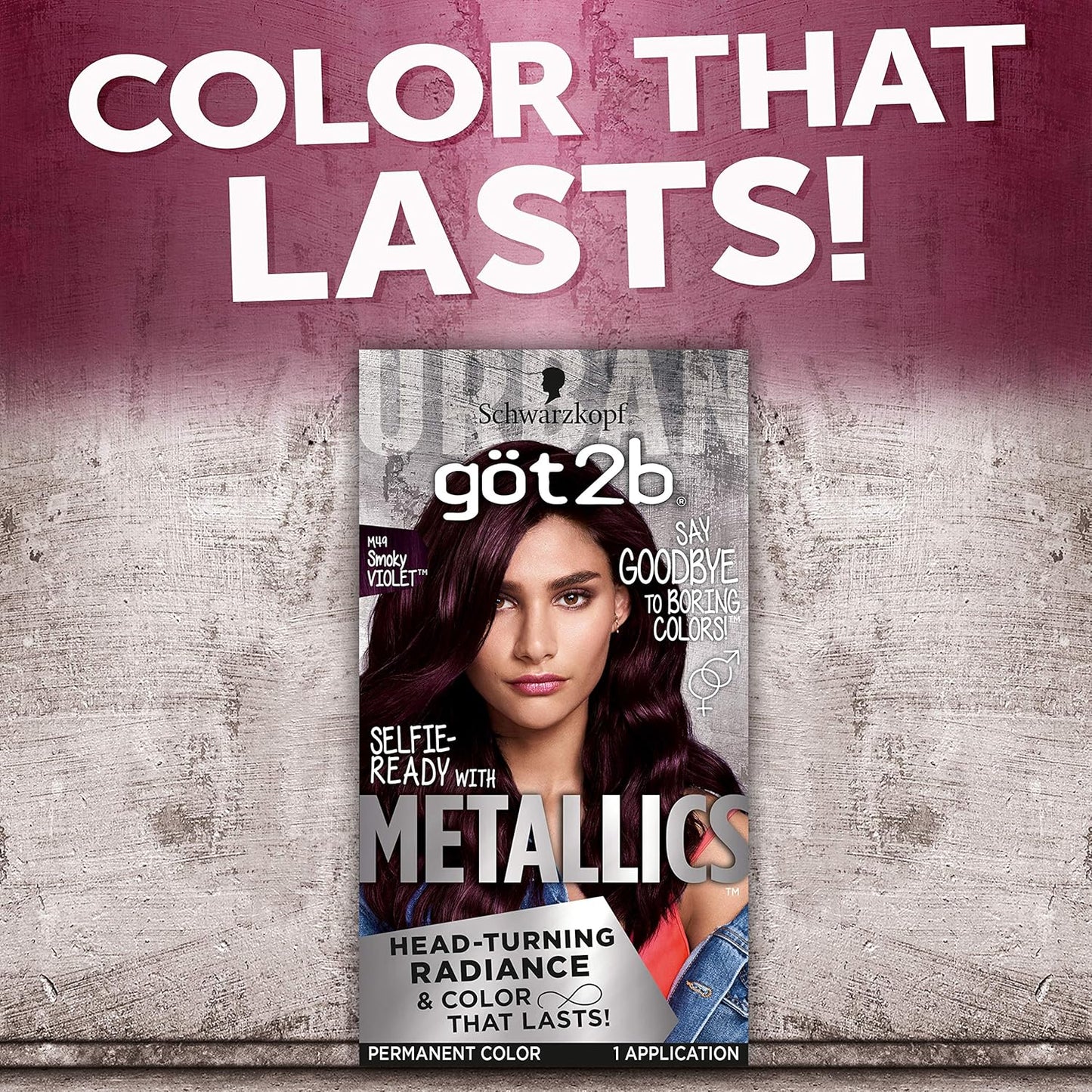 Schwarzkopf Got2b Metallics Permanent Hair Color - M49 Smoky Violet | Vibrant, Long-Lasting Color