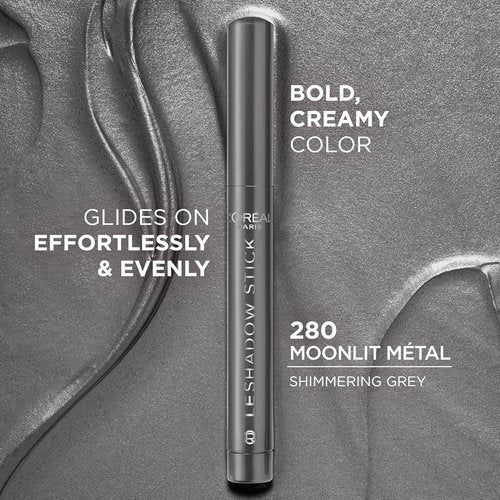 L'Oreal Paris Makeup Le Shadow Stick Eyeshadow - Blendable & Smudge-Resistant, Smokey Cream 280 Moonlit Metal
