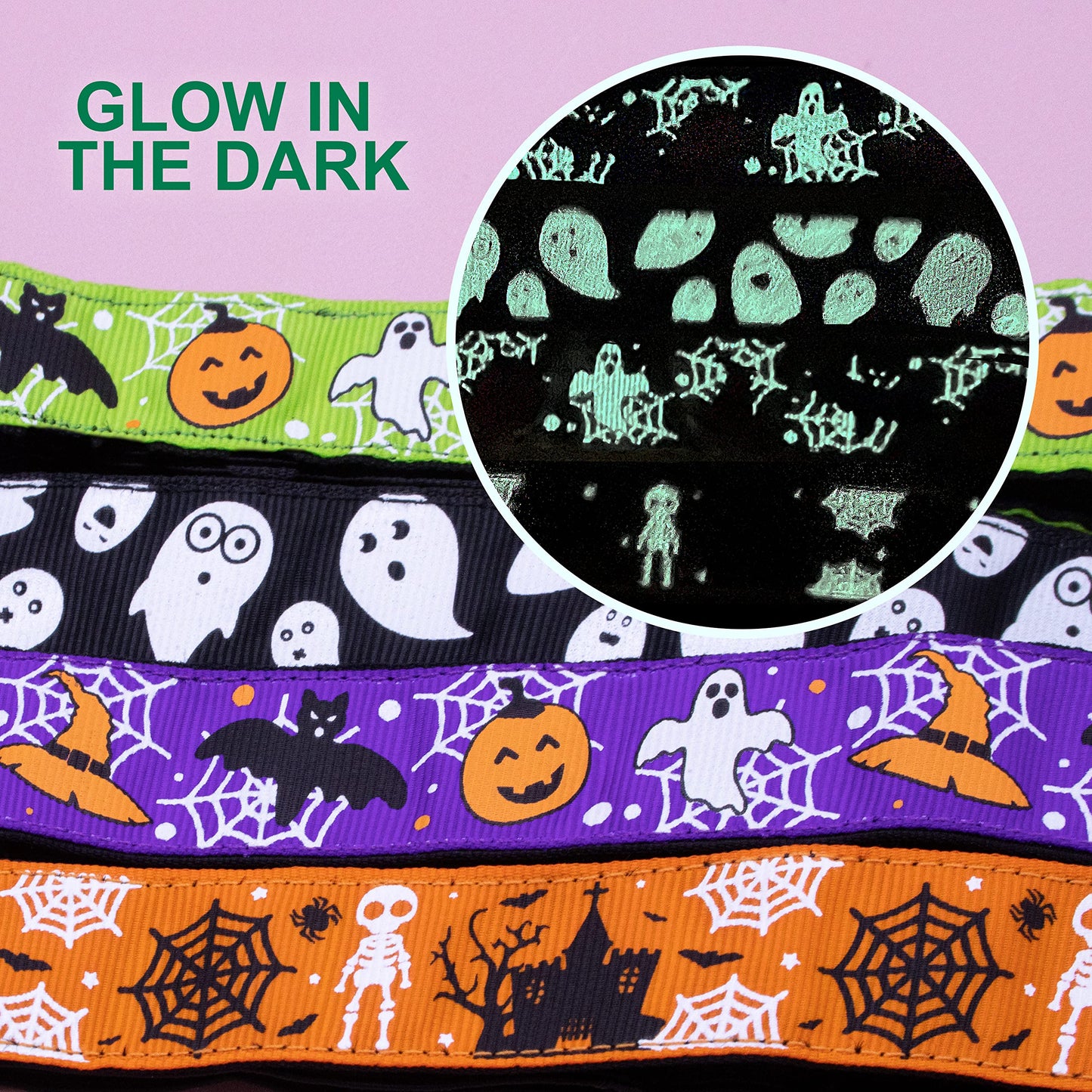 FROG SAC Halloween Headbands for Girls, Glow in the Dark Adjustable No Slip Hair Bands for Kids, Thin Stretch Elastic Headband Girl Hair Accessories, Trick or Treat Head Band Pack for Children