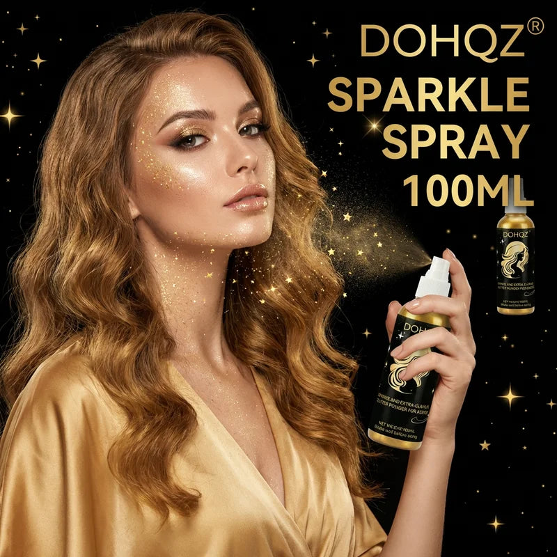 Waterproof Gold Body Glitter Spray for Face Hair Clothes Festival Party 100ML