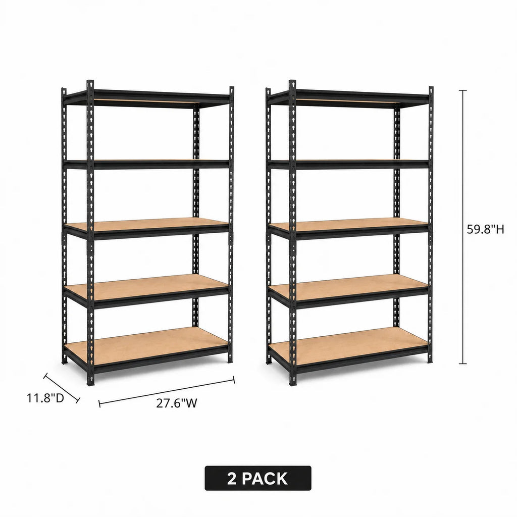 5-Tier Metal Garage Storage Shelving Unit with MDF Shelves and Hardware