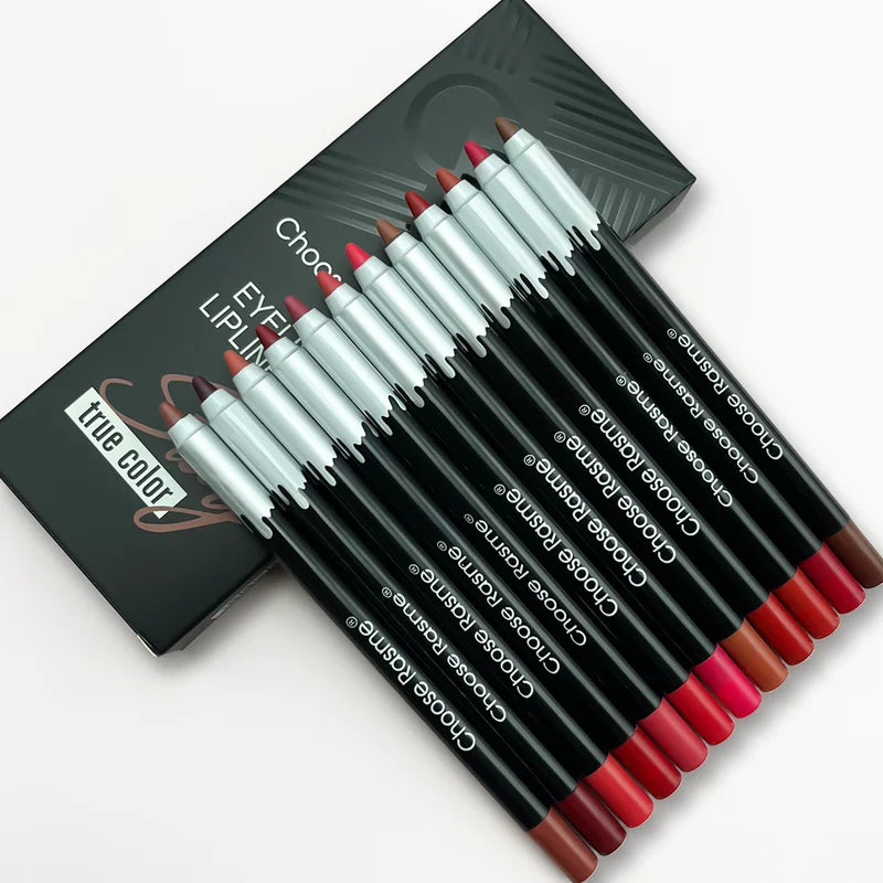 Matte Lip Liner Set - 12 Assorted Long-Lasting Lipstick Pencils Gift Set