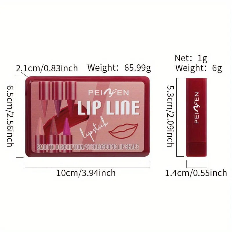 Lip Liner Kit - Long Lasting Color for Daily & Party Looks, 6 Pieces