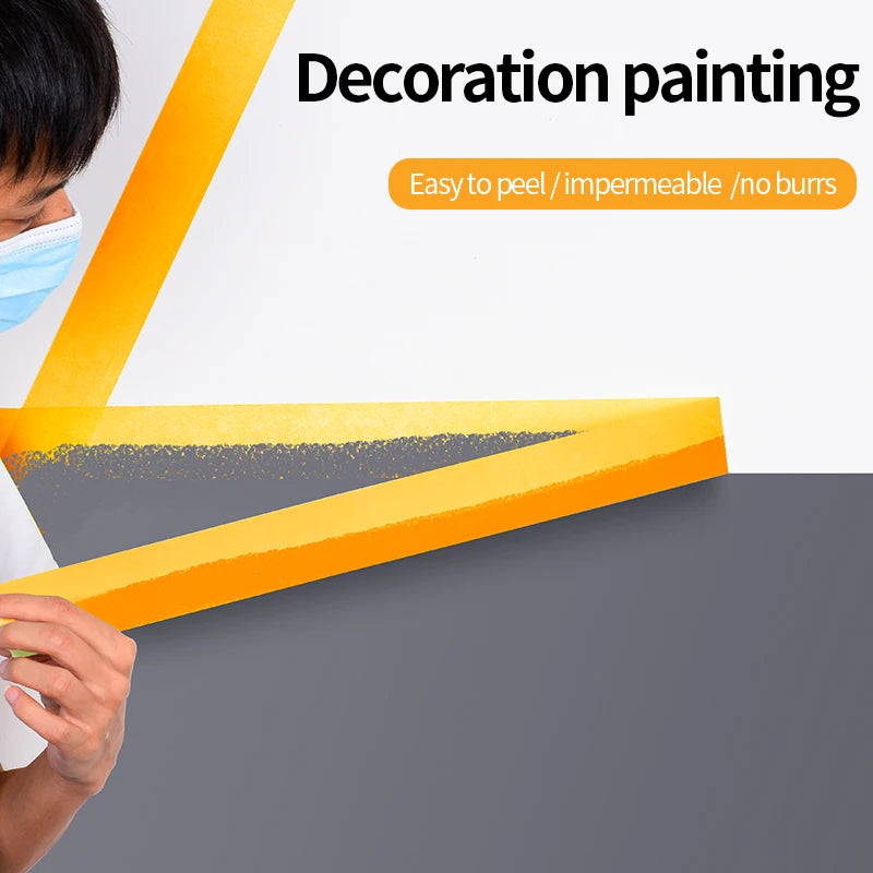 High-Strength Orange Masking Tape for Car Painting & Wall Protection - No-Trace Adhesive Crepe Paper