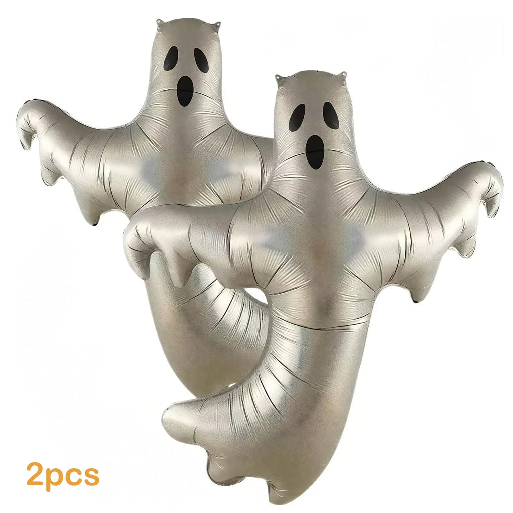 Large Silver Ghost Foil Balloons - Halloween Party Decorations, 2 Pack
