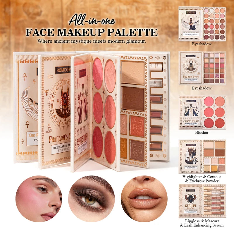 All-in-One Makeup Book Set with Eye Shadow, Blush, Lip Gloss, Mascara & Makeup Bag