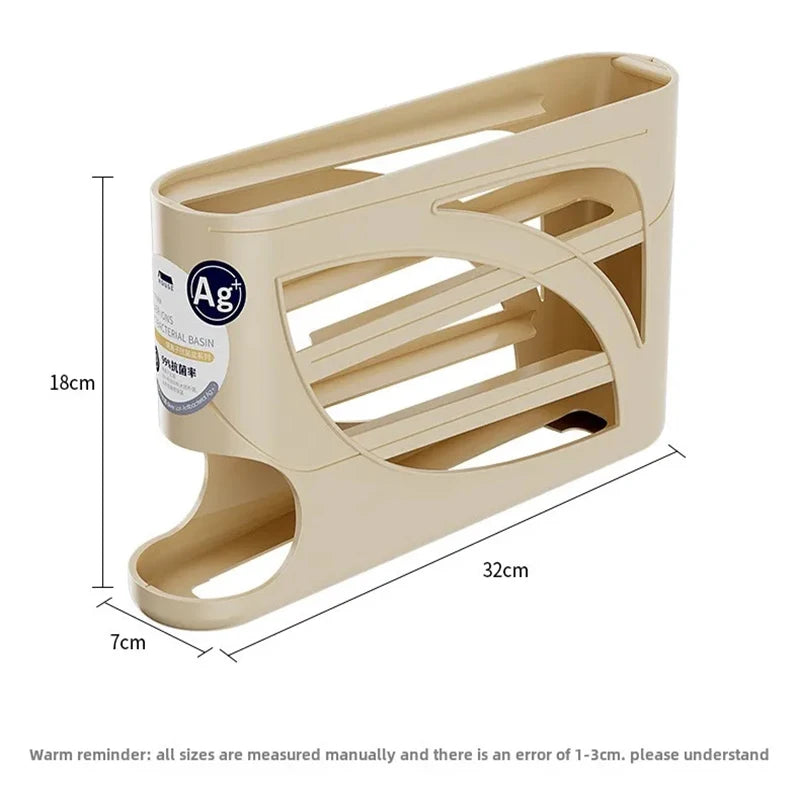 4-Tier Sliding Egg Dispenser Organizer - Space-Saving Fridge & Countertop Holder
