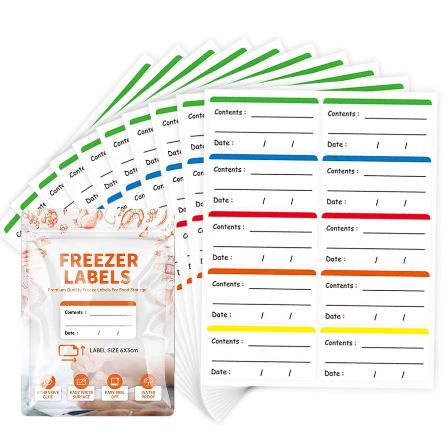 100 Pcs Food Storage Labels - Removable Freezer & Fridge Stickers, Meal Tags