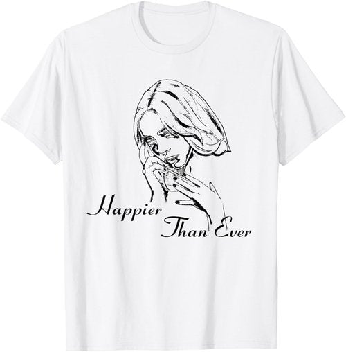 Billie Eilish Official White T-Shirt - Happier Than Ever Design | Stylish & Comfortable Fit
