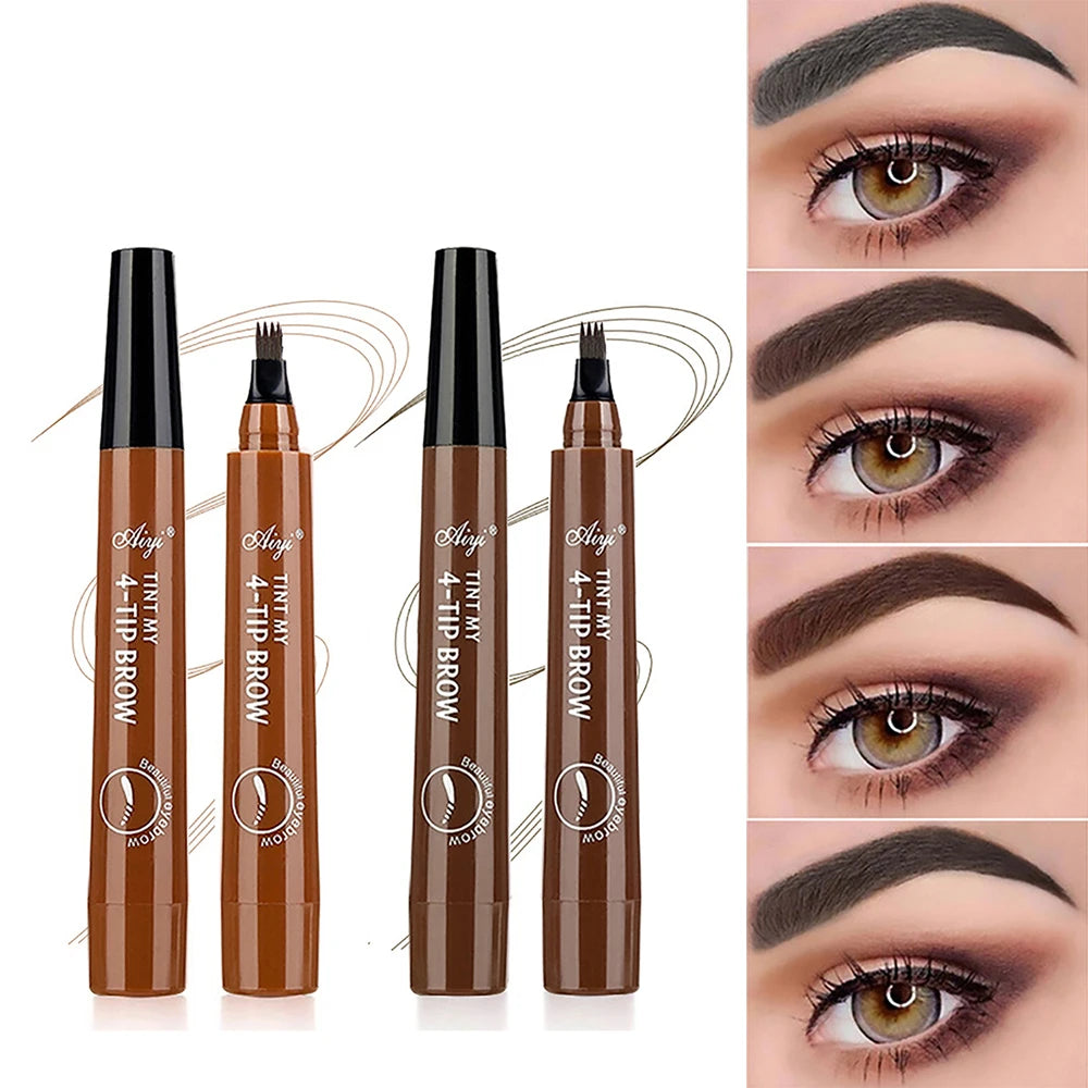 Waterproof Liquid Eyebrow Pencil with Four-Prong Tip - Long-Lasting & Natural Finish
