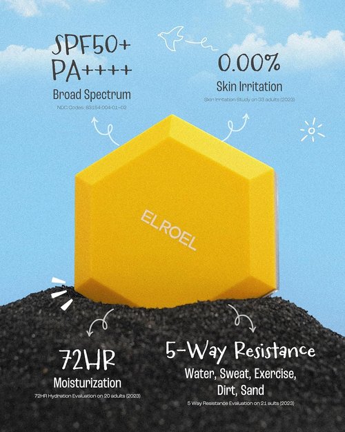 ELROEL Pang Pang Sun Cushion Plus - Lightweight Hypoallergenic Sunscreen with Puff Sponge - SPF50+ PA++++ (0.53 oz)