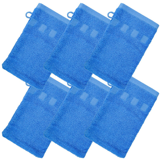 Made Easy Kit Bath Mitts - Pack of 6 - (6" x 9") European Style Washcloth with Loop (Caribbean Blue, 6 x 9 inches)