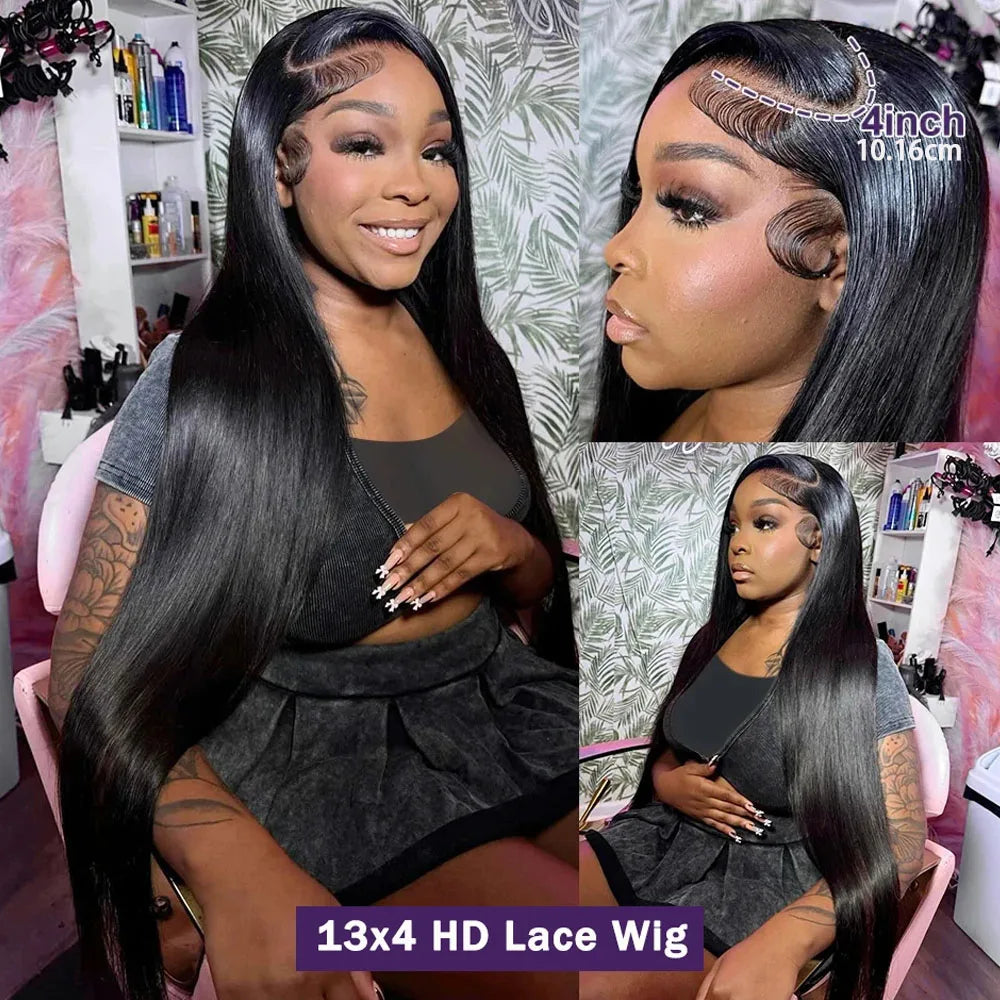 Human Hair Lace Front Wigs 250% Density 13x4 HD Transparent Lace Glueless Full Frontal 13x6