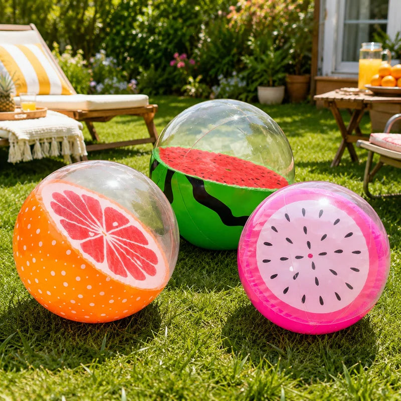 Inflatable Fruit Beach Ball - Transparent PVC Pool Toy for Summer Pool & Beach Parties