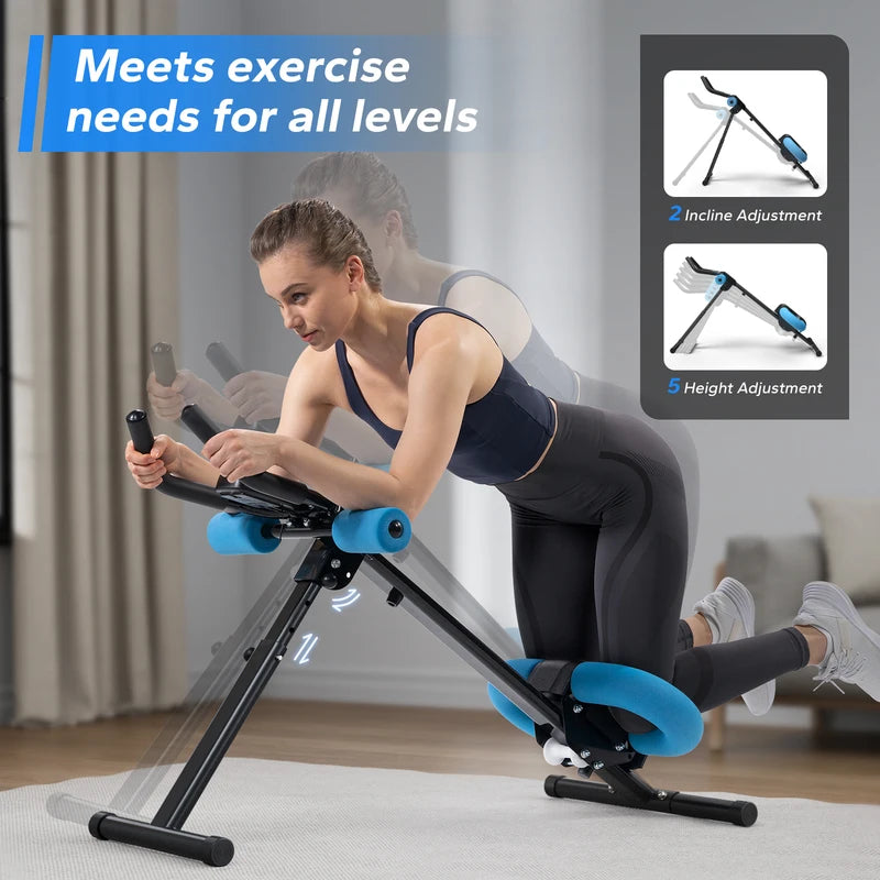 Adjustable Ab Workout Machine for Core and Stomach Exercise — Foldable, Knee Protection