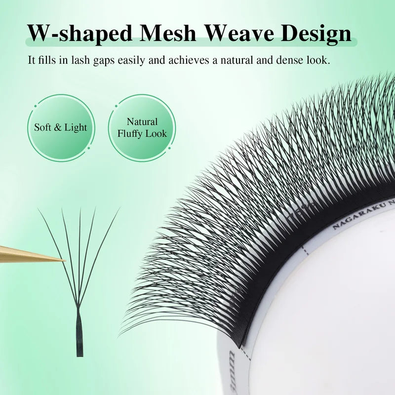 False Eyelash Extensions Premade Volume Fans - W Shape, Mesh, Air Series