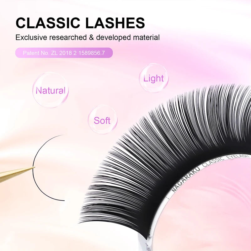 Premium Mink Eyelash Extensions 10 Cases Light Natural False Lashes