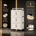 Retro Cream Storage Cart - 3, 4, 5 Tier Modular Wheeled Cabinet with Gold Handles