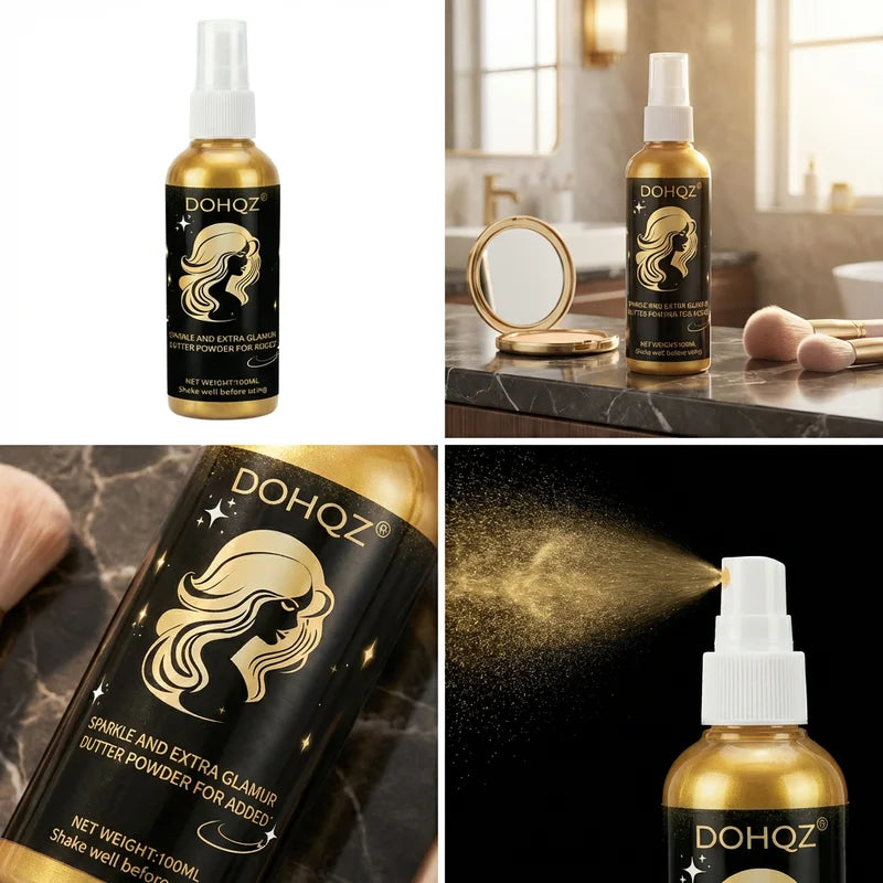 Waterproof Gold Body Glitter Spray for Face Hair Clothes Festival Party 100ML