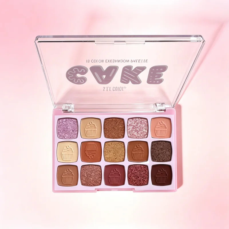 15 Shades Eyeshadow Palette with Matte, Shimmer & Glitter - Pink & Neutral Tones