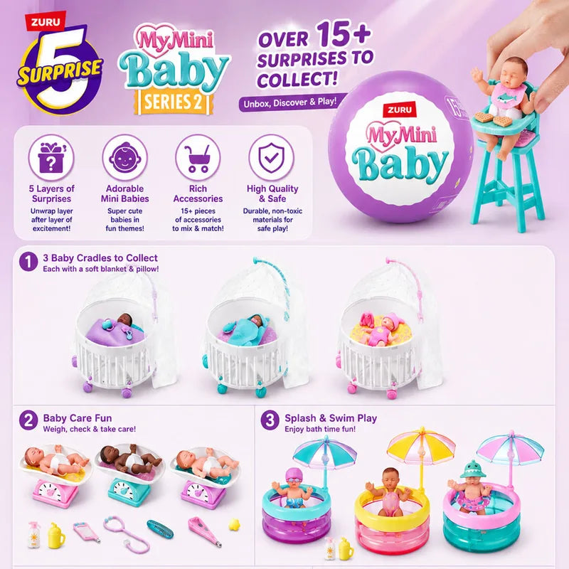 Mini Baby Doll Surprise Set with Accessories - Collectible Kids Play Toy