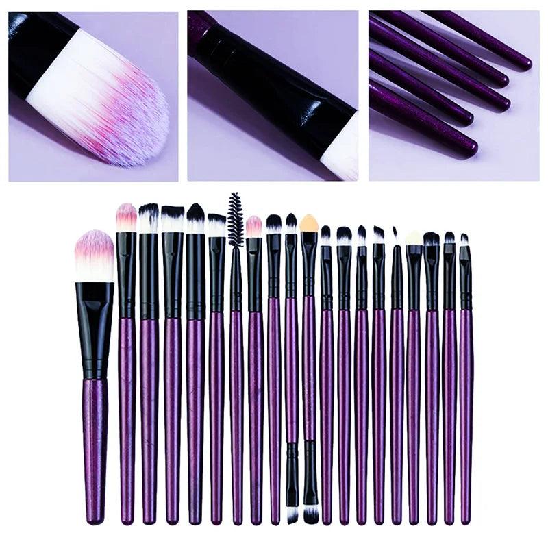 20-Piece Makeup Brush Set with Eyeliner, Blending & Foundation Brushes