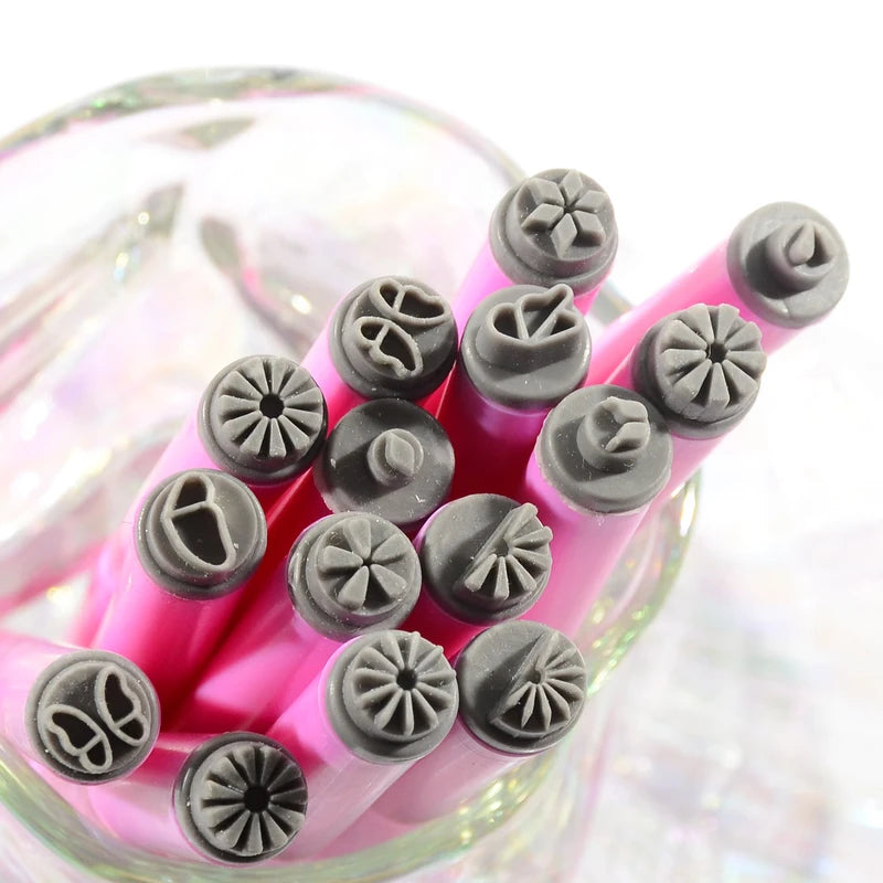 Detachable Nail Art Stamp Pen with Floral Butterfly Pattern for Manicure Crafting