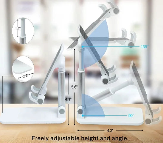 Adjustable Portable Phone and Tablet Stand - Foldable Desk Support