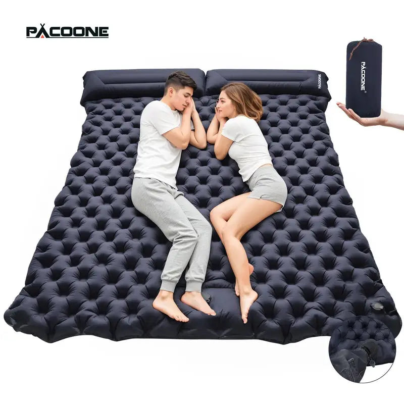 Foldable Outdoor Inflatable Mattress - Warm, Ultra-Wide, Thick, Lightweight Double-Use Camping Bed