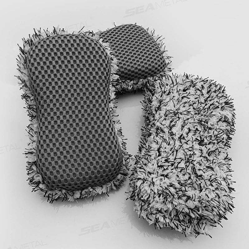 Microfiber Car Wash Sponge Two-Sided Plush Massage Net Wheel Cleaner Scratch-Free