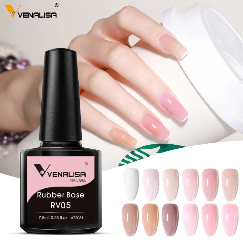 Rubber Base Coat Nail Gel Polish - Semi Transparent for French Nail Art - UV LED Curing