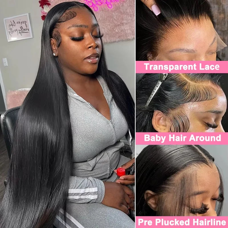 Human Hair Lace Front Wigs 250% Density 13x4 HD Transparent Lace Glueless Full Frontal 13x6