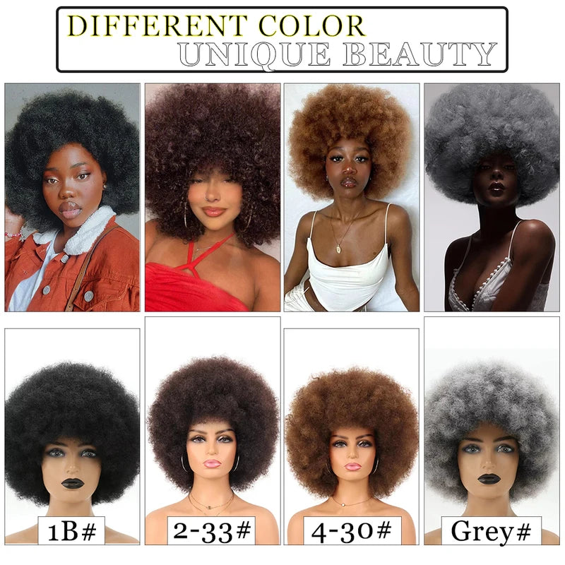 Full Wigs for Women Afro Kinky Curly Synthetic Wig Natural Look Party Cosplay