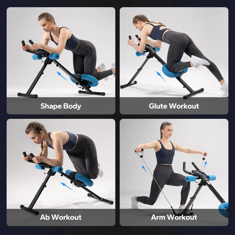 Adjustable Ab Workout Machine for Core and Stomach Exercise — Foldable, Knee Protection