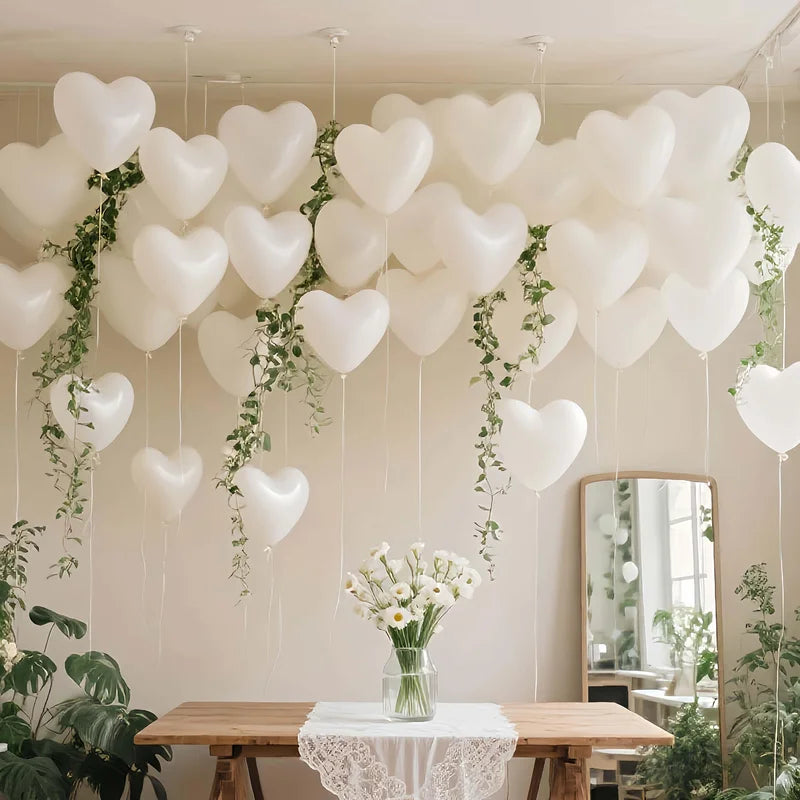 Heart-Shaped Latex Balloons for Weddings Valentine's Day Birthday & Party Decorations